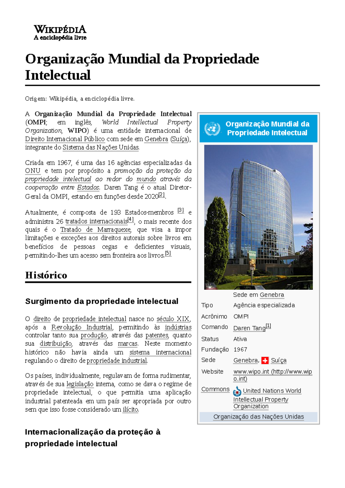 Organização Mundial da Propriedade Intelectual - Organização Mundial da ...