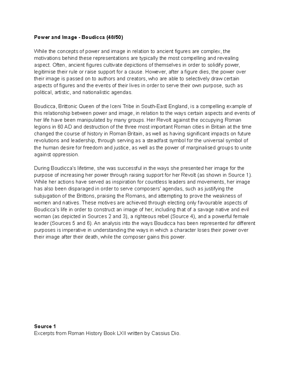 Boudicca Source Task - Power and Image - Boudicca (48/50) While the ...