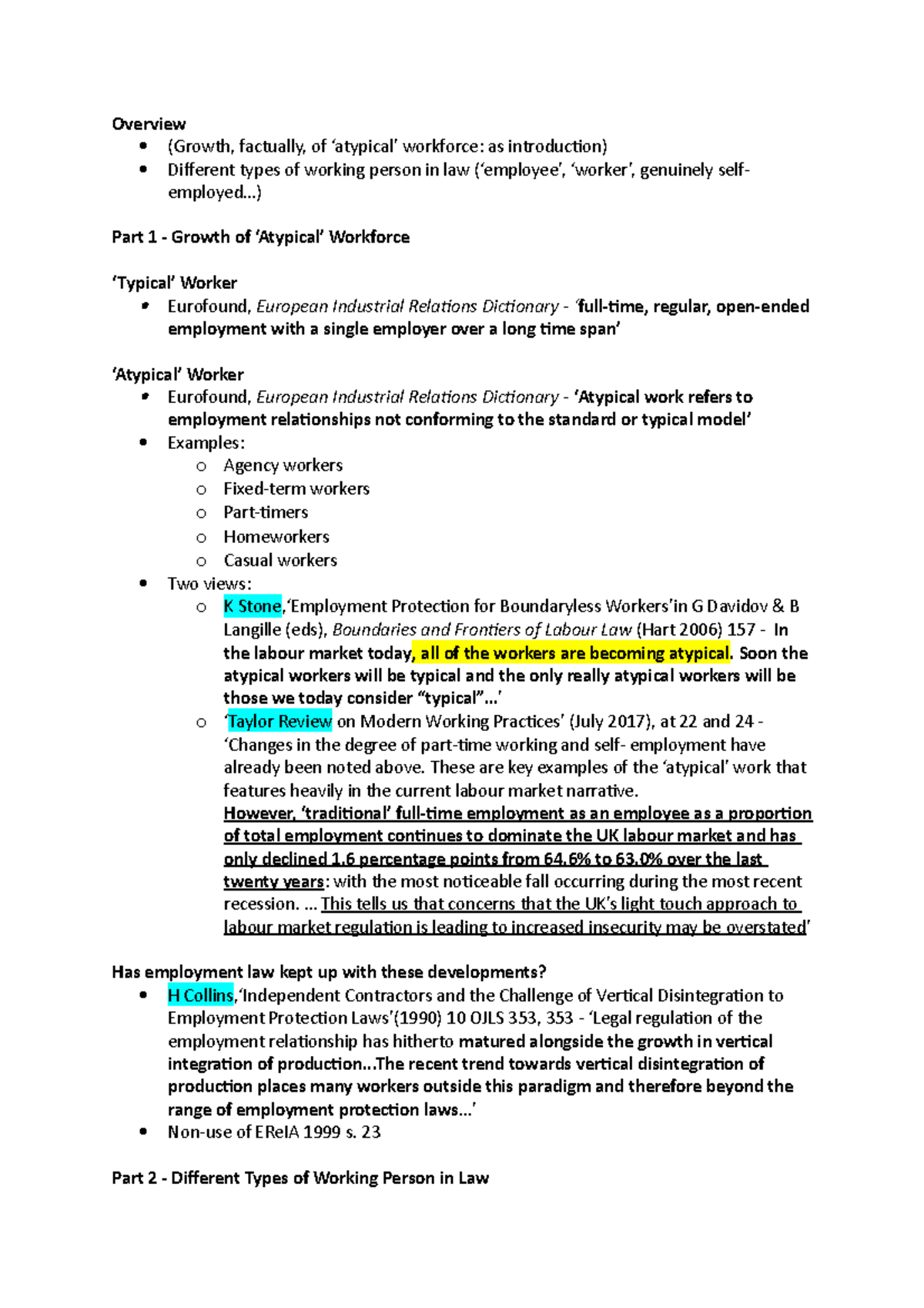 Employment W5 Lecture - Personal Scope - Overview (Growth, factually ...