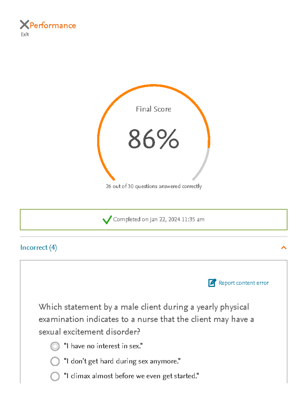 Treatment of mental health diorders 86percent - Exit Performance Final ...
