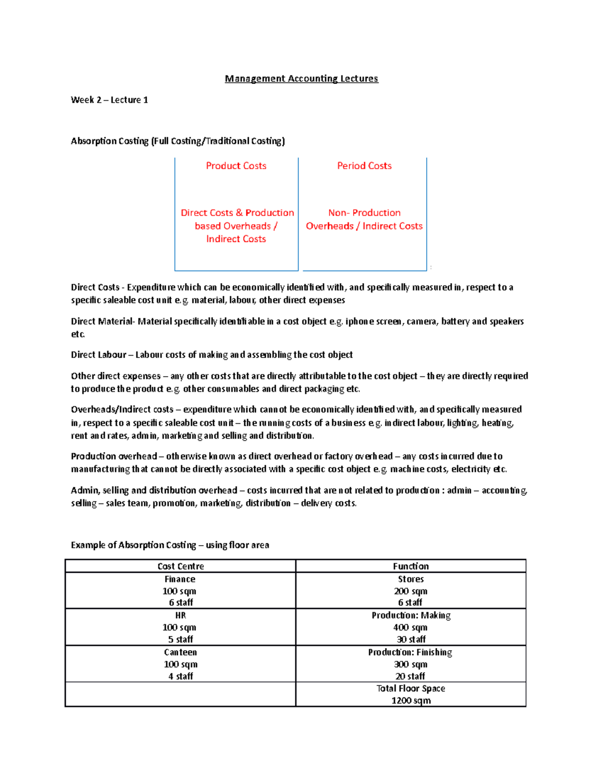 Introduction to Management Accounting - W1 - 5 Lecture Notes ...