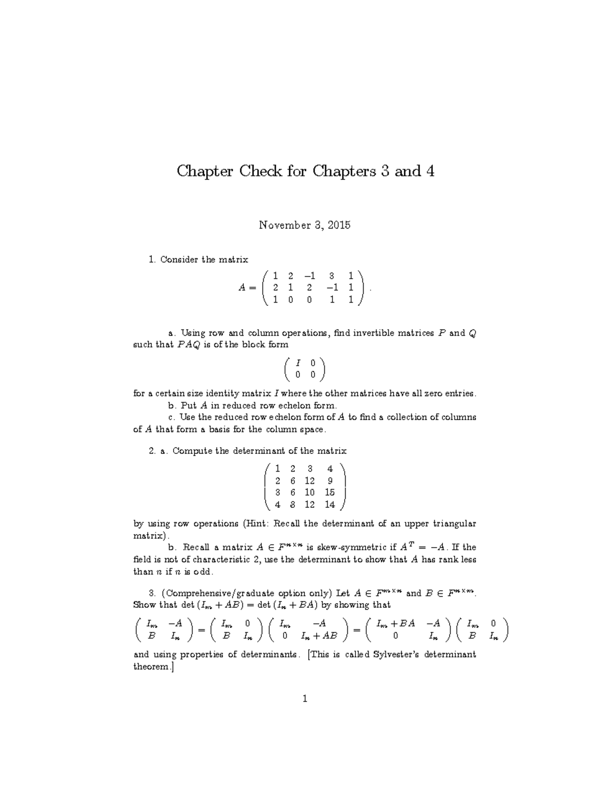 Chapter Check Chapter 34 - Chapter Check for Chapters 3 and 4 November ...