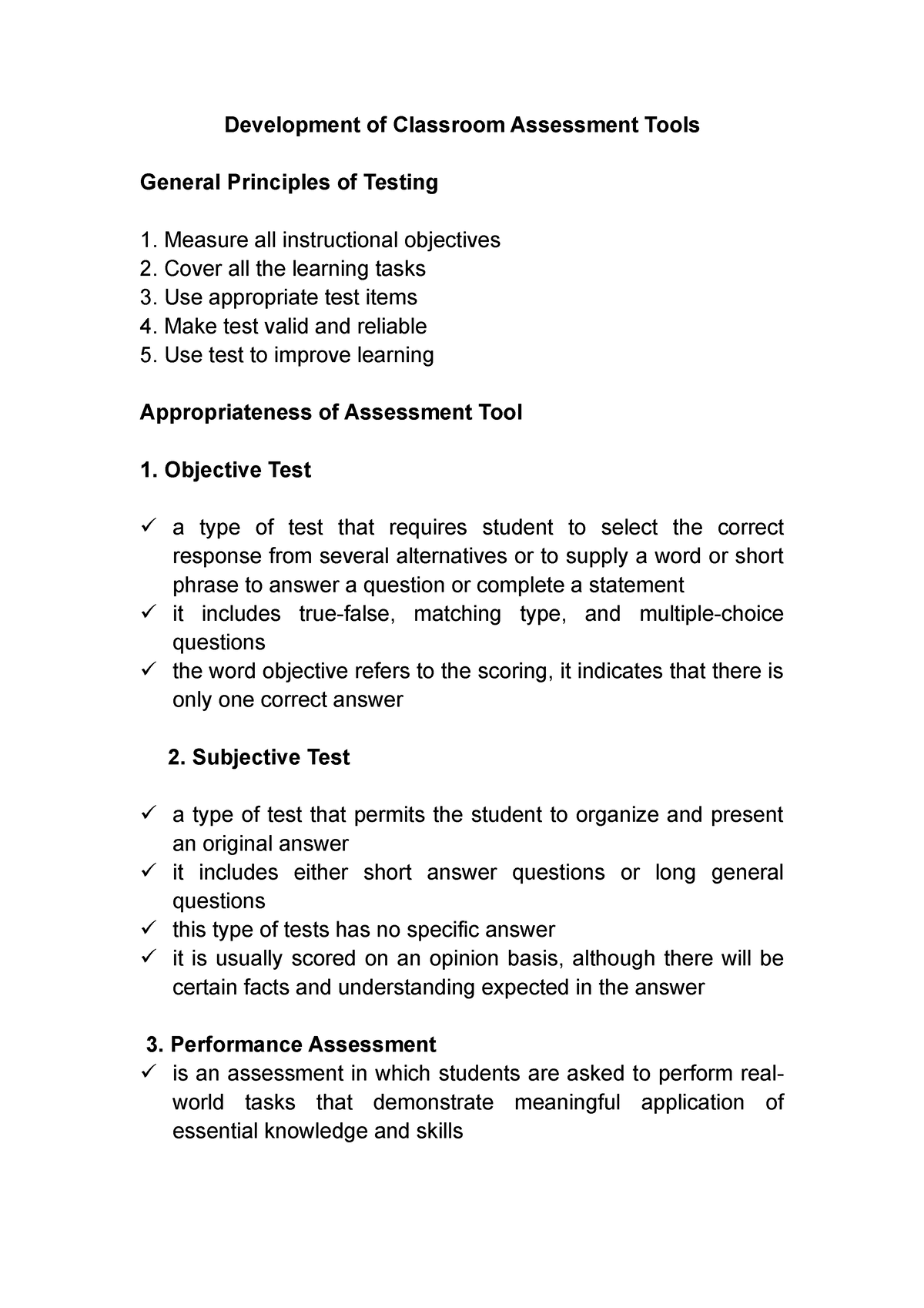 Assessment Of Learning Lecture 3 - Development Of Classroom Assessment ...