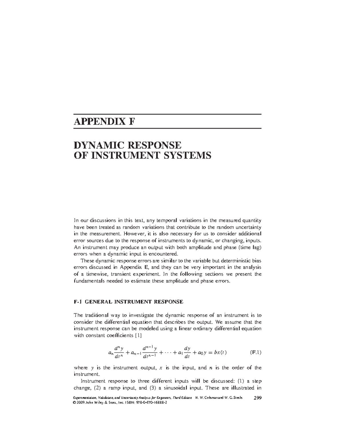 Dynamic Response of Instruments - APPENDIX F DYNAMIC RESPONSE OF ...