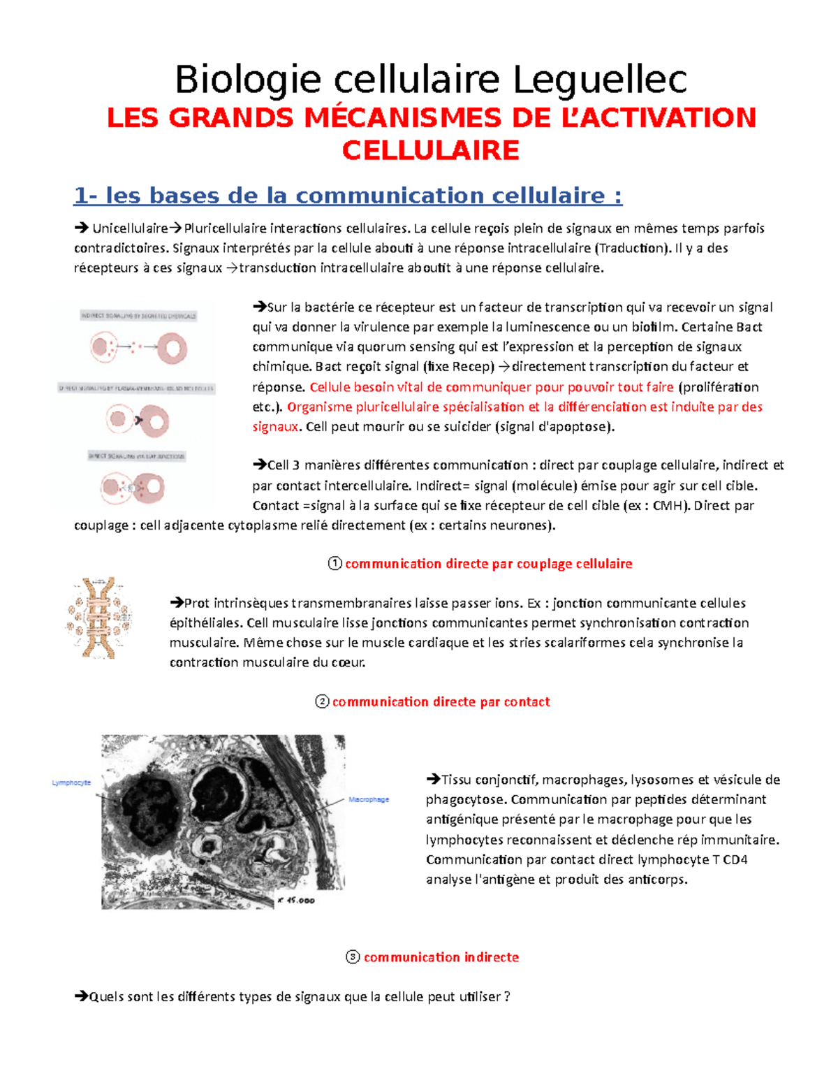 Biologie Cellulaire- COURS COMPLET-Lequellec - Biologie Cellulaire ...