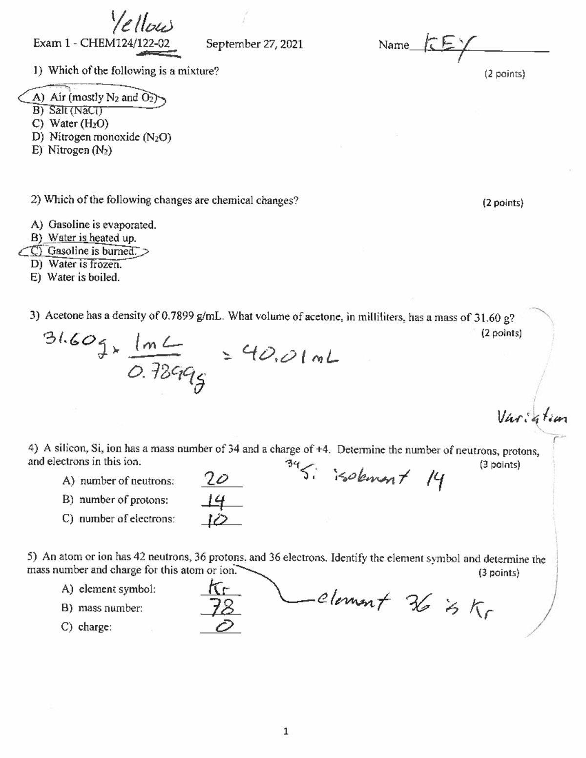 Chem 122-124-02 Exam 1 Answers BZ - CHEM 124 - Studocu