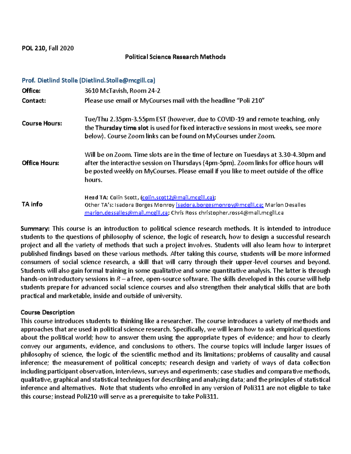 POL 210 Political Science Research Methods - Studocu