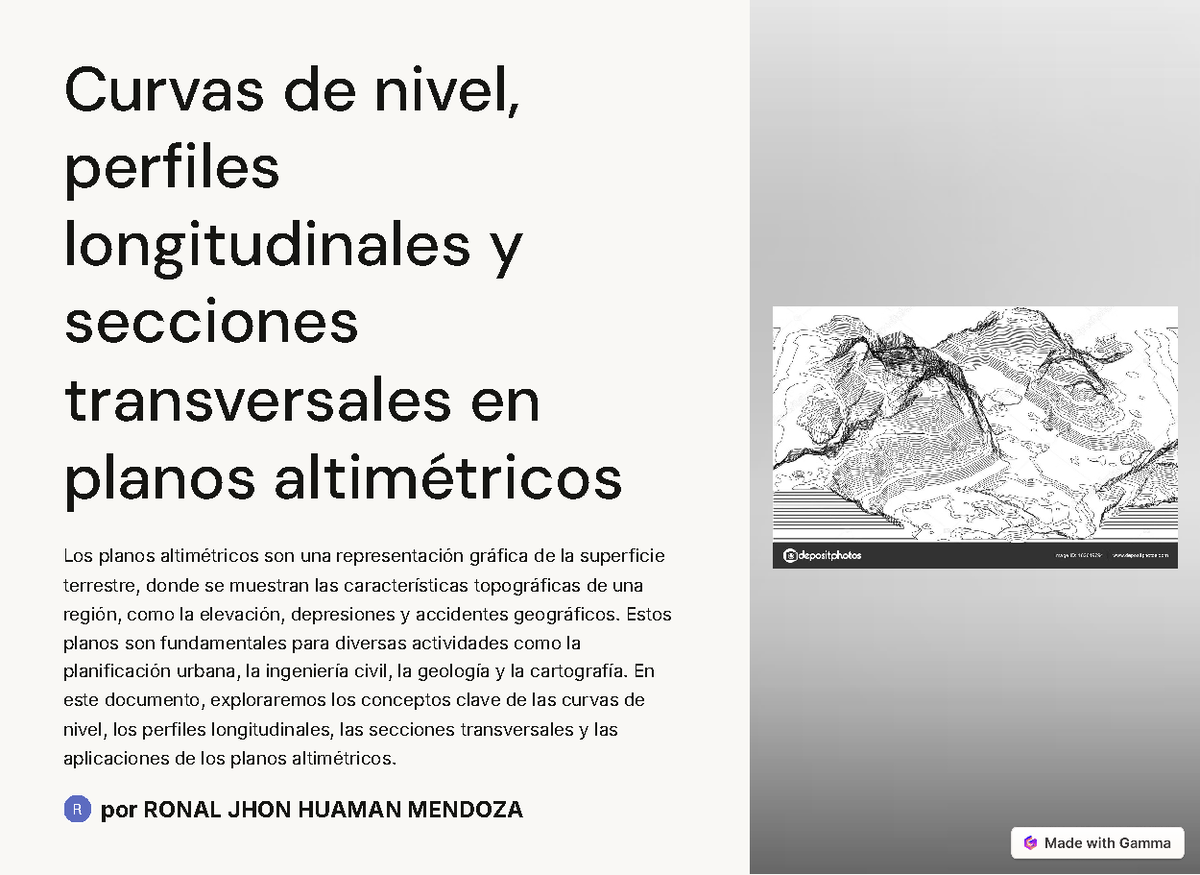 Curvas de nivel perfiles longitudinales y secciones transversales en ...