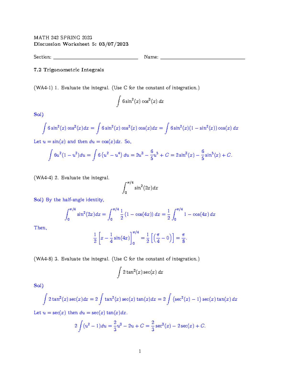 DISCUSSION WORKSHEET 5 - MATH 242 SPRING 2023 Discussion Worksheet 5: ...