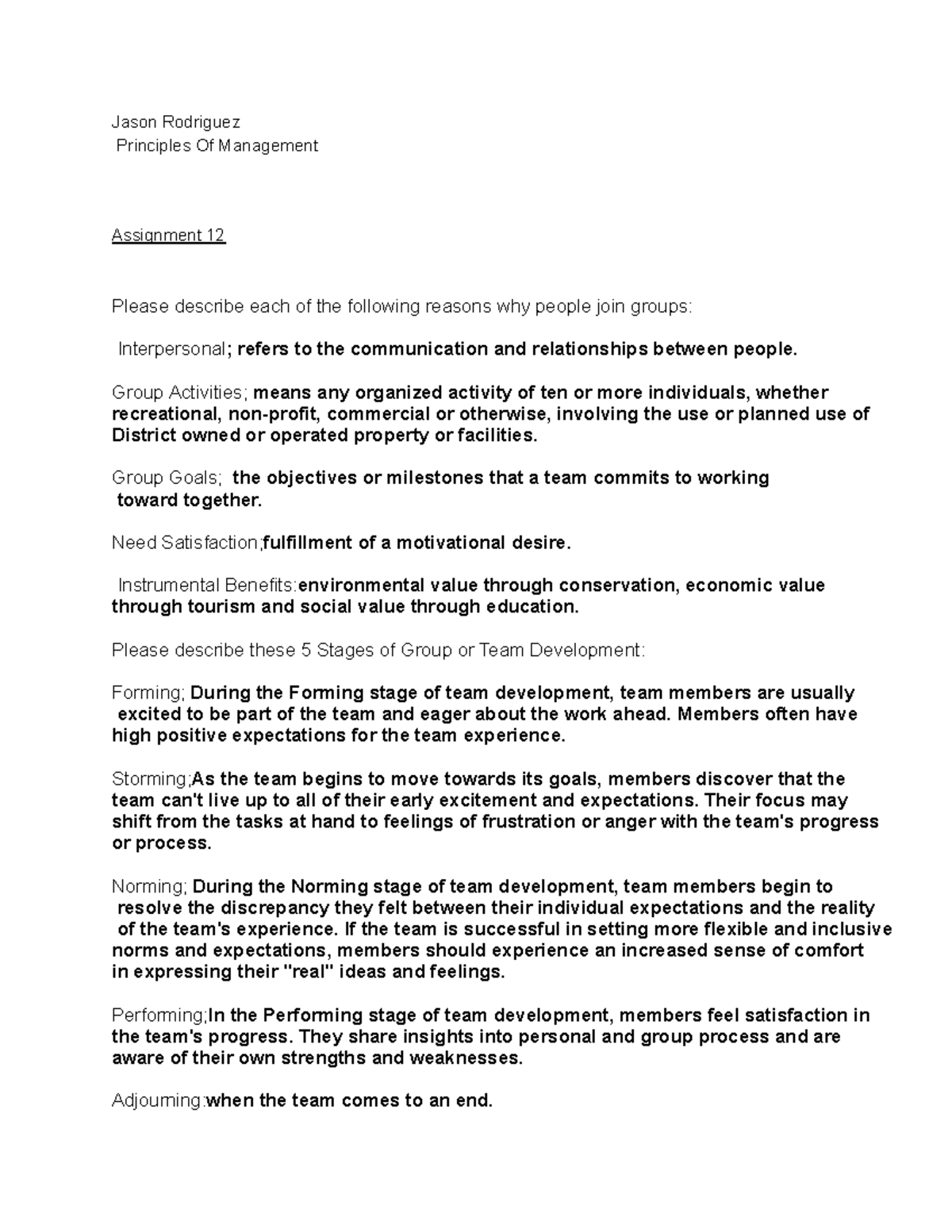 Jason Rodriguez- Assignment 12 Management - Jason Rodriguez Principles ...