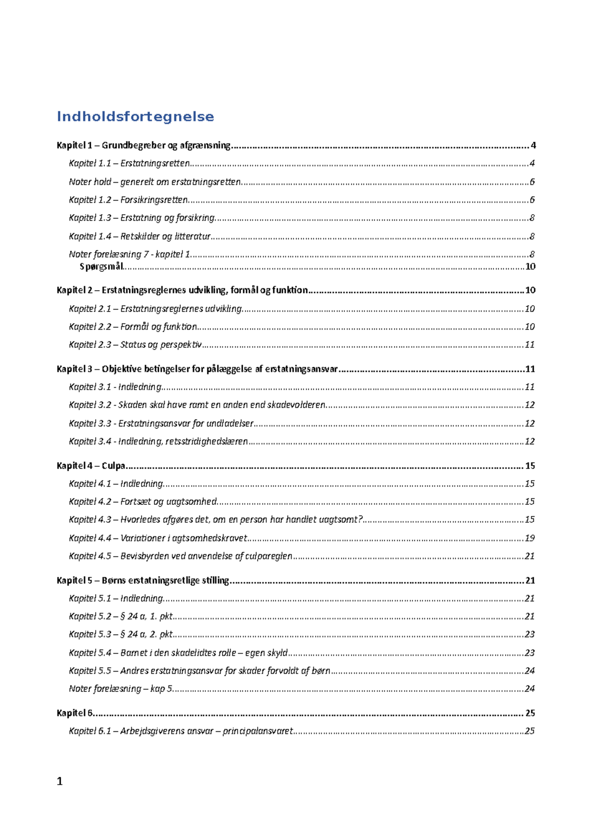 Lærebog I Erstatningsret - Indholdsfortegnelse Kapitel 1 ...