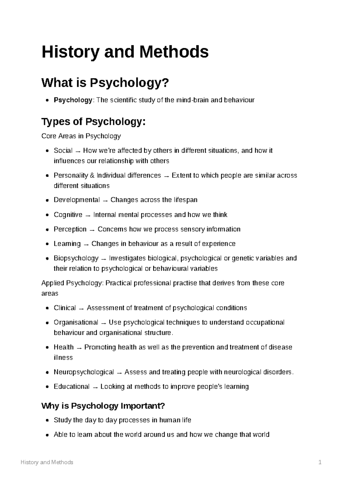 PSYU 1101 - Week 1 History and Methods - History and Methods What is ...