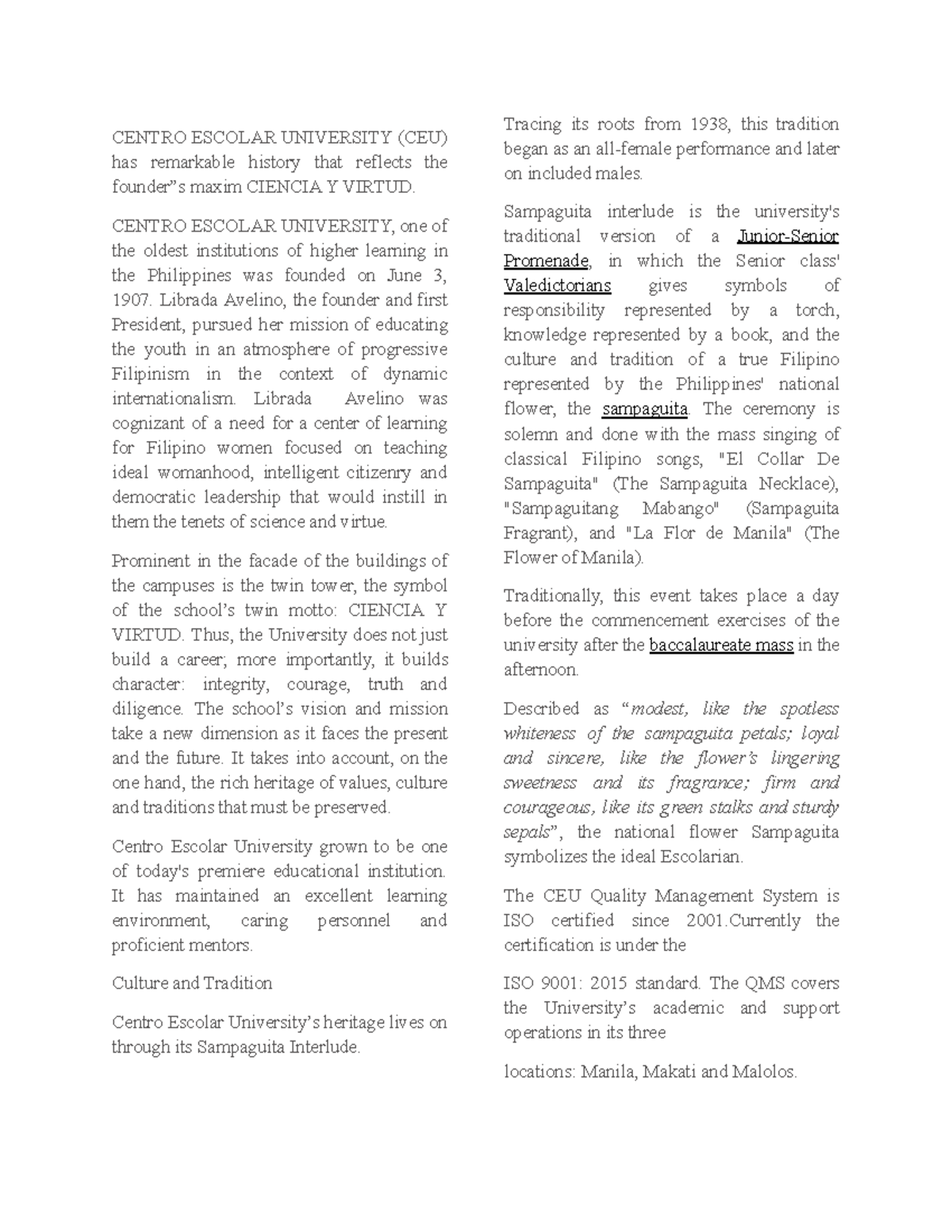 Empowering the Self - 1st year - CENTRO ESCOLAR UNIVERSITY (CEU) has ...