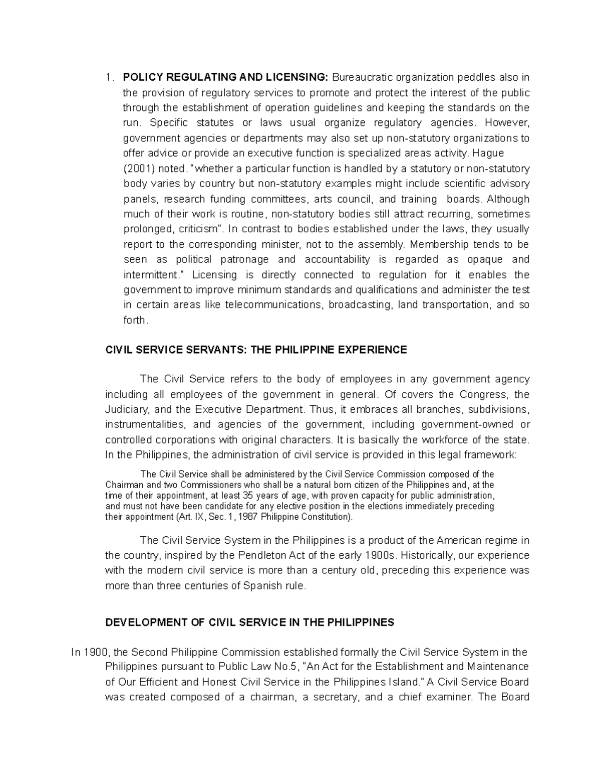 Policy Regulating AND Licensing - POLICY REGULATING AND LICENSING ...