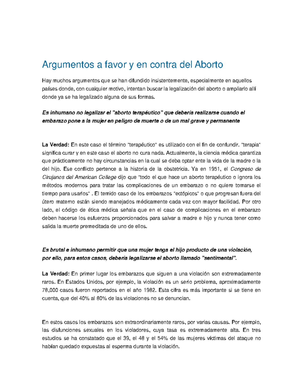 Argumentosafavoryencontradel Aborto - Argumentos A Favor Y En Contra ...