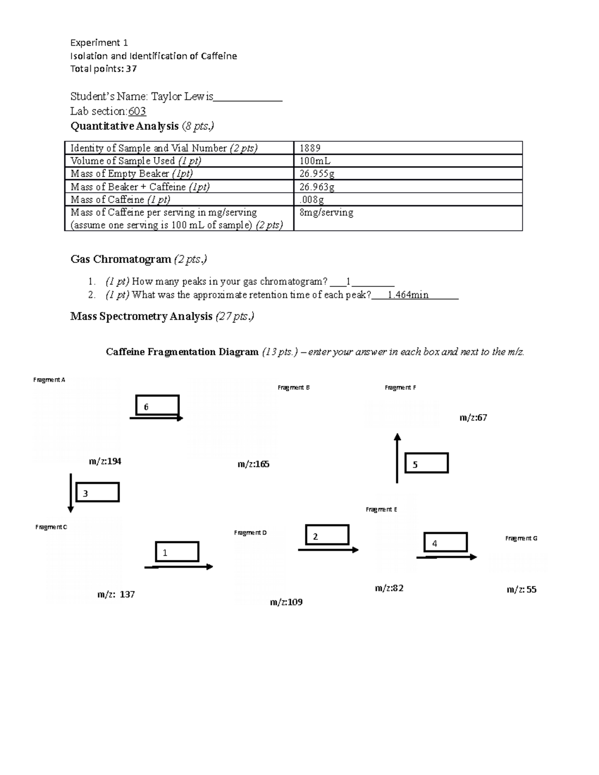 CHEM 110L - Experiment 1 Isolation and Identification of Caffeine v2 ...