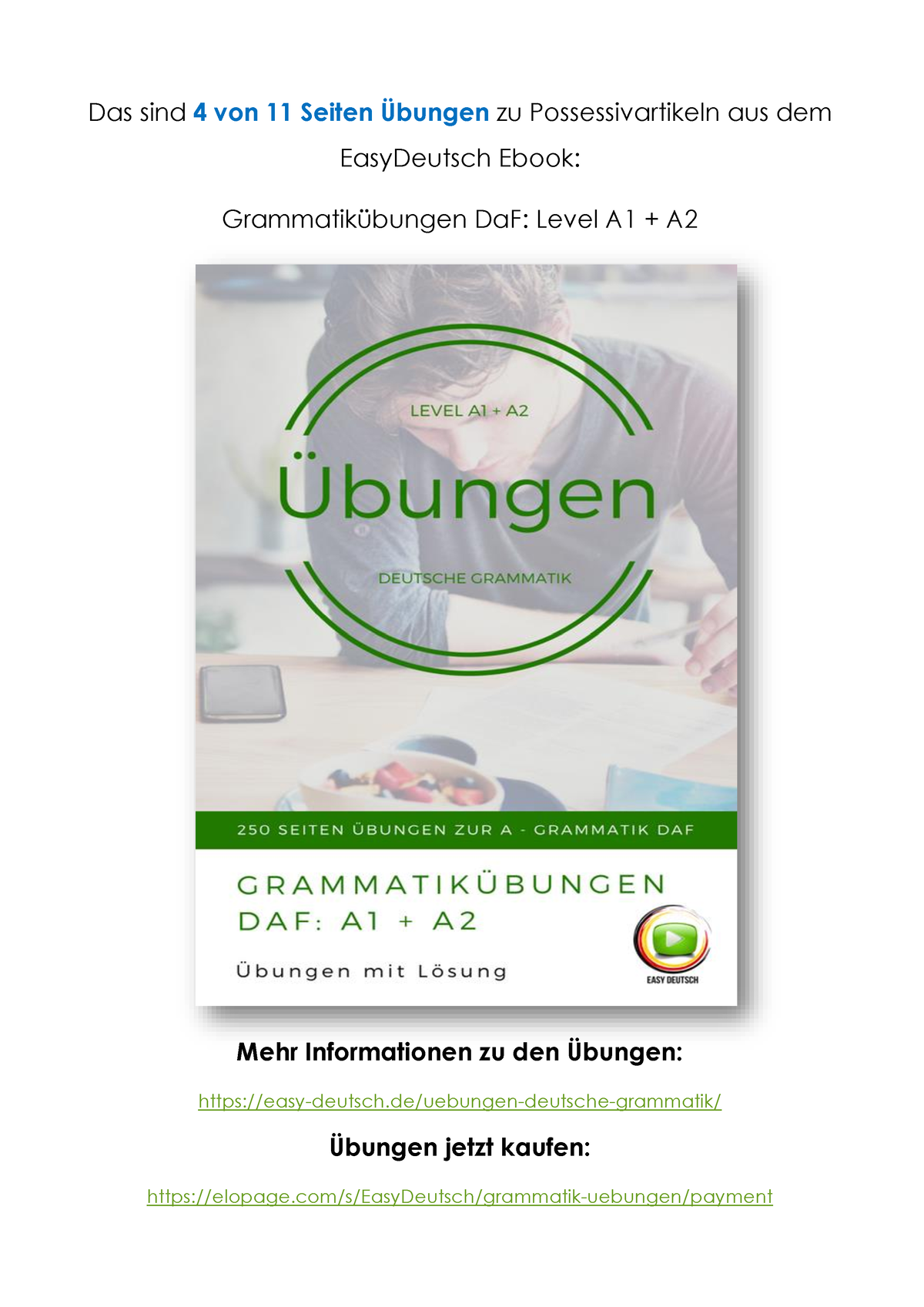 Übungen-Possessivartikel-PDF - Das Sind 4 Von 11 Seiten Übungen Zu ...