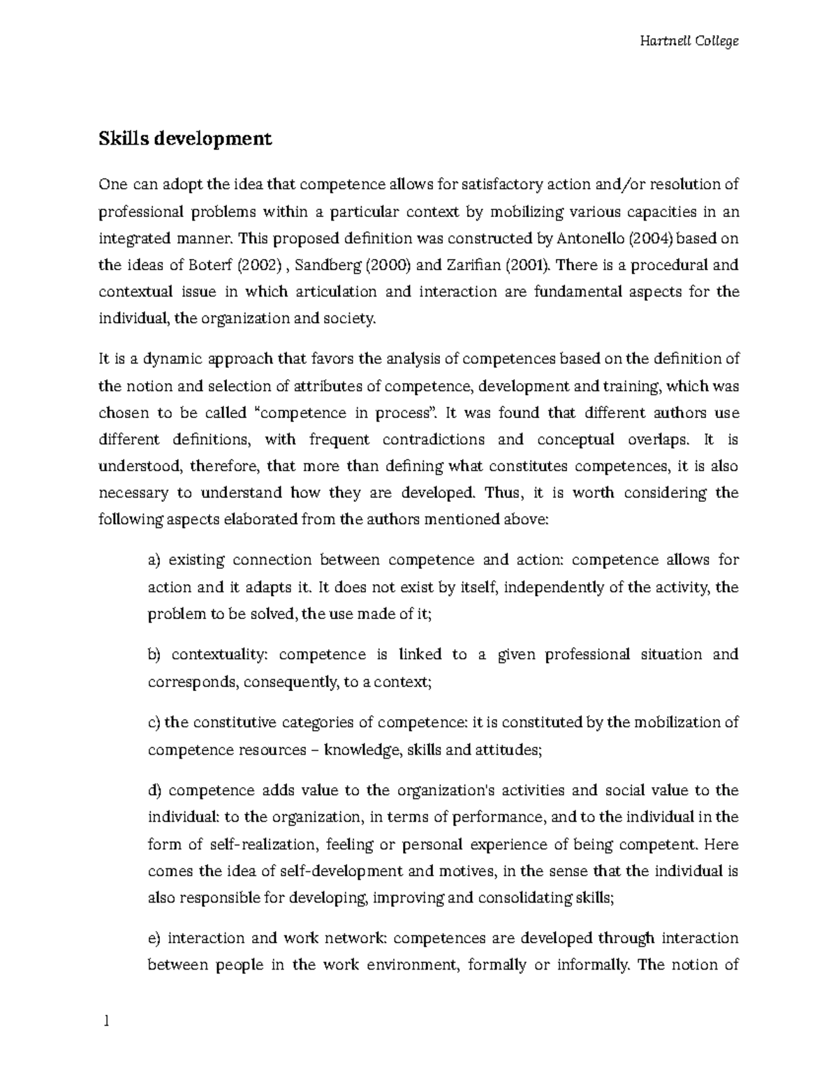 essay on development of skills