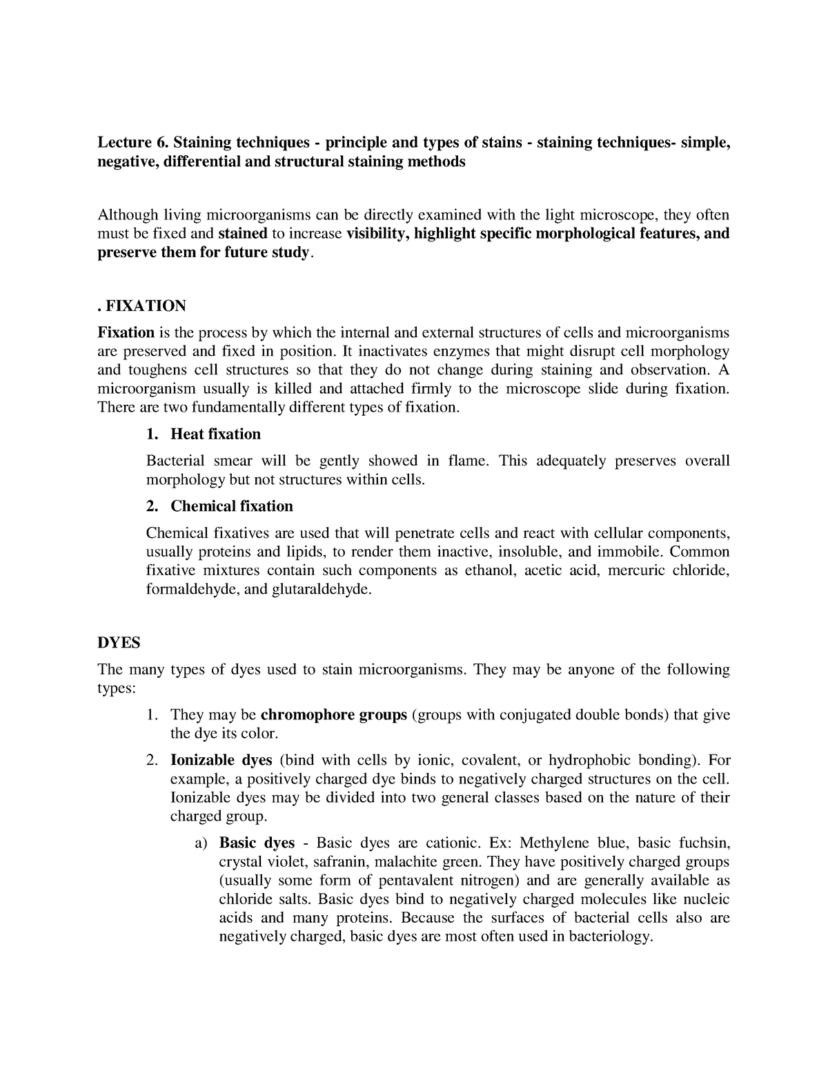 Method of staining - Lecture 6. Staining techniques - principle and ...