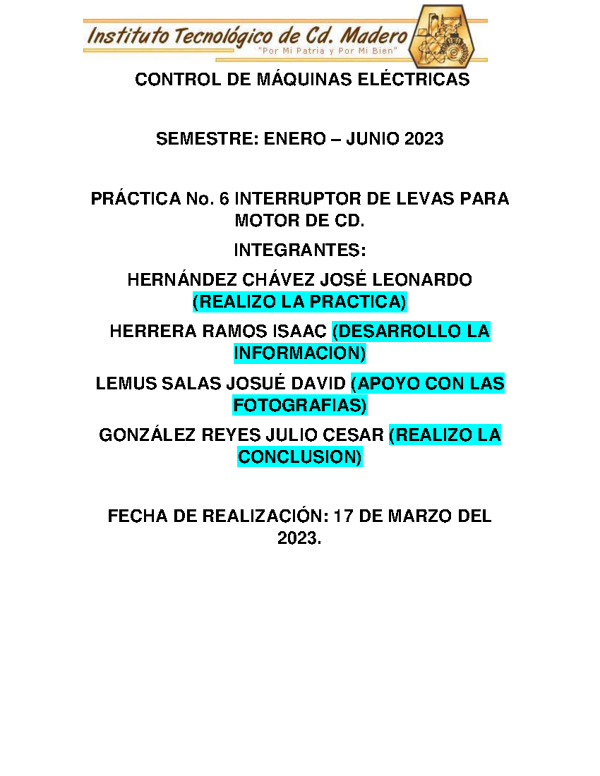 Practica 6 Equipo 3 Control De MÁquinas ElÉctricas Semestre Enero