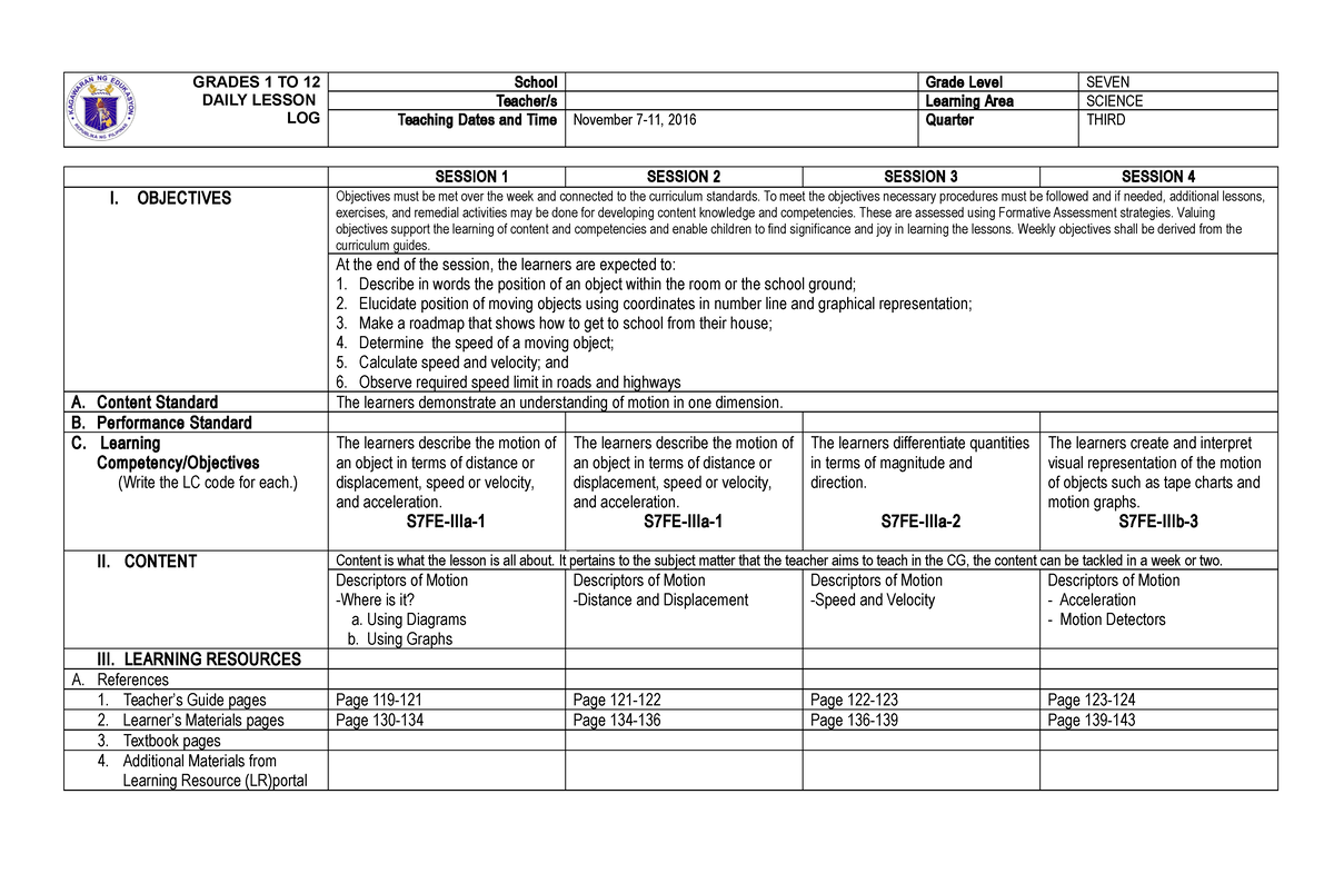 Pdfcoffee.com Dll-grade-7-3rd-quarter-edited-pdf-free - GRADES 1 TO 12 ...