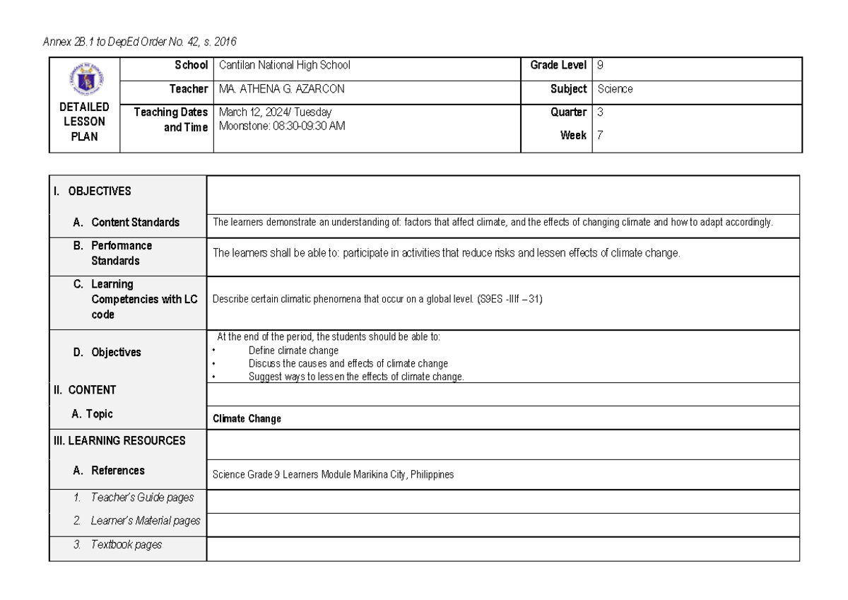 LP FOR CO2 Final - secret - Annex 2B to DepEd Order No. 42, s. 2016 ...