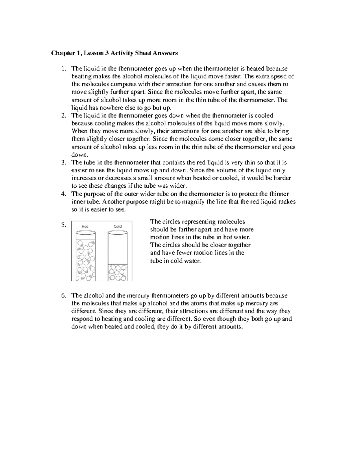 1 - Bbbb - Chapter 1, Lesson 3 Activity Sheet Answers The liquid in the ...