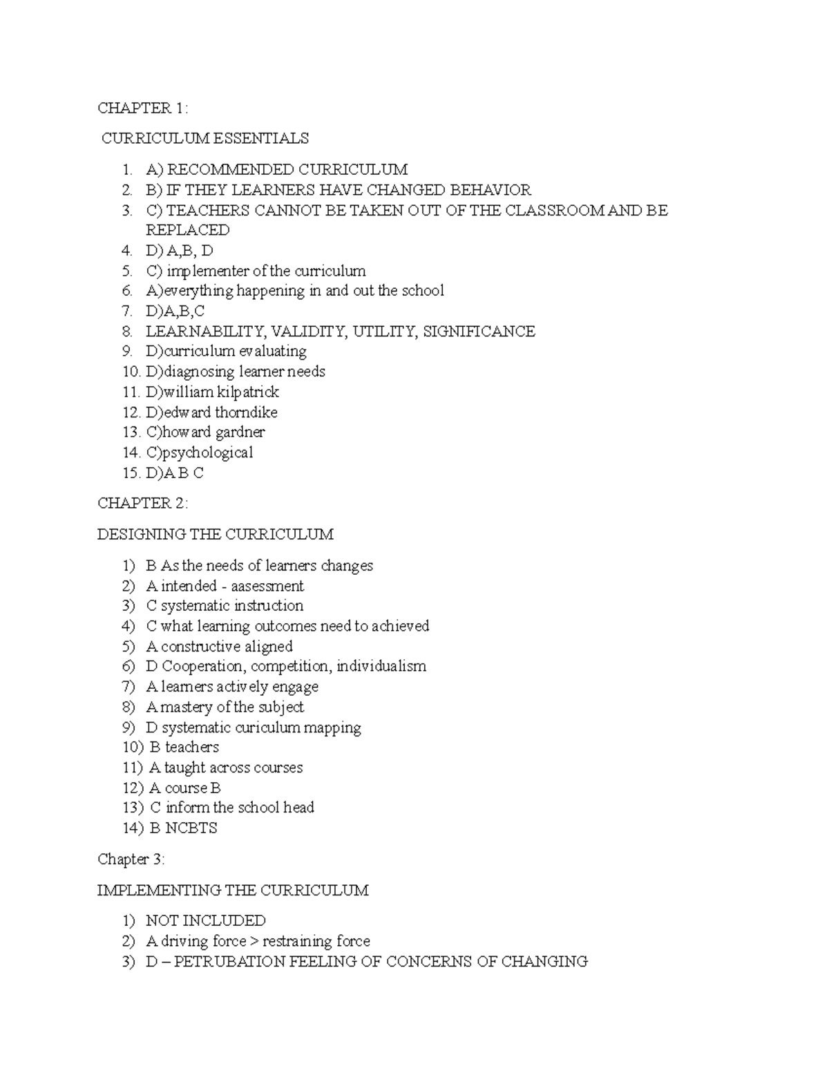 Let Review Materials Curriculum Development - Chapter 1: Curriculum 