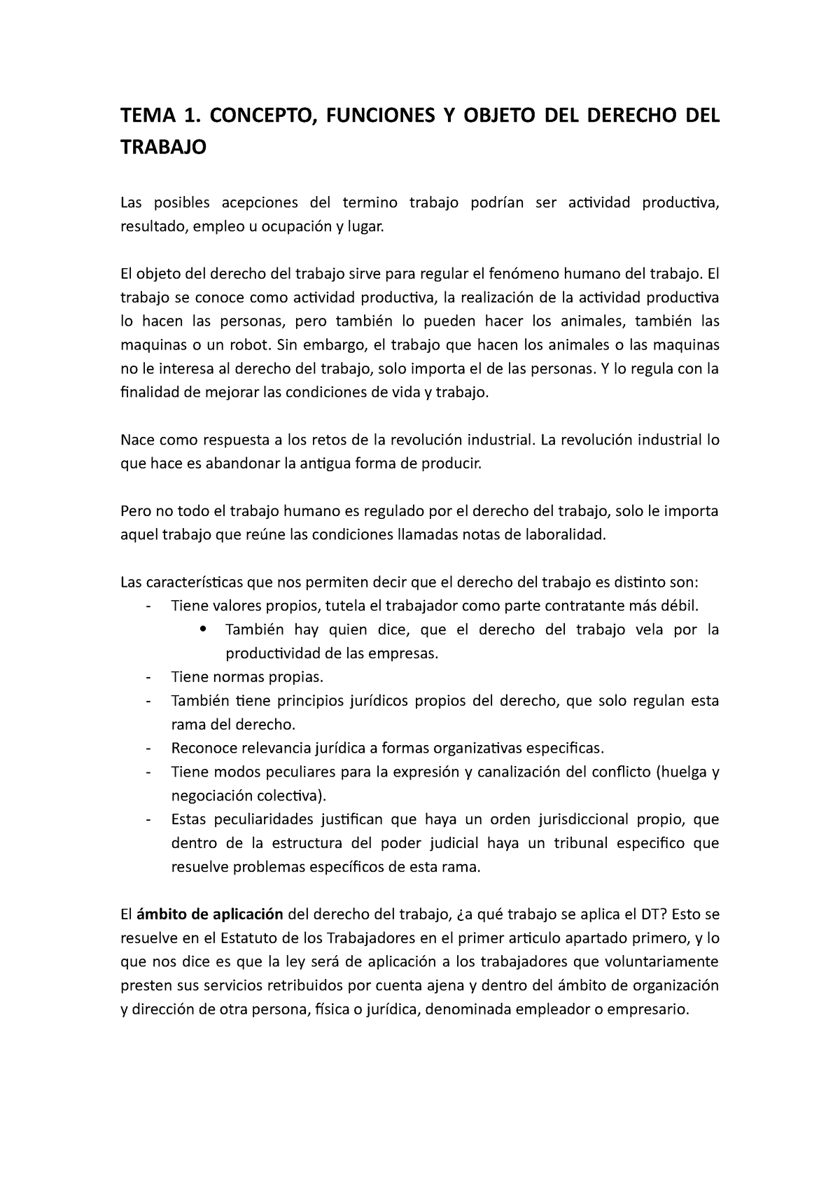 Tema 1 Concepto Funciones Y Objeto Del Derecho Del Trabajo Tema 1 Concepto Funciones Y 6193