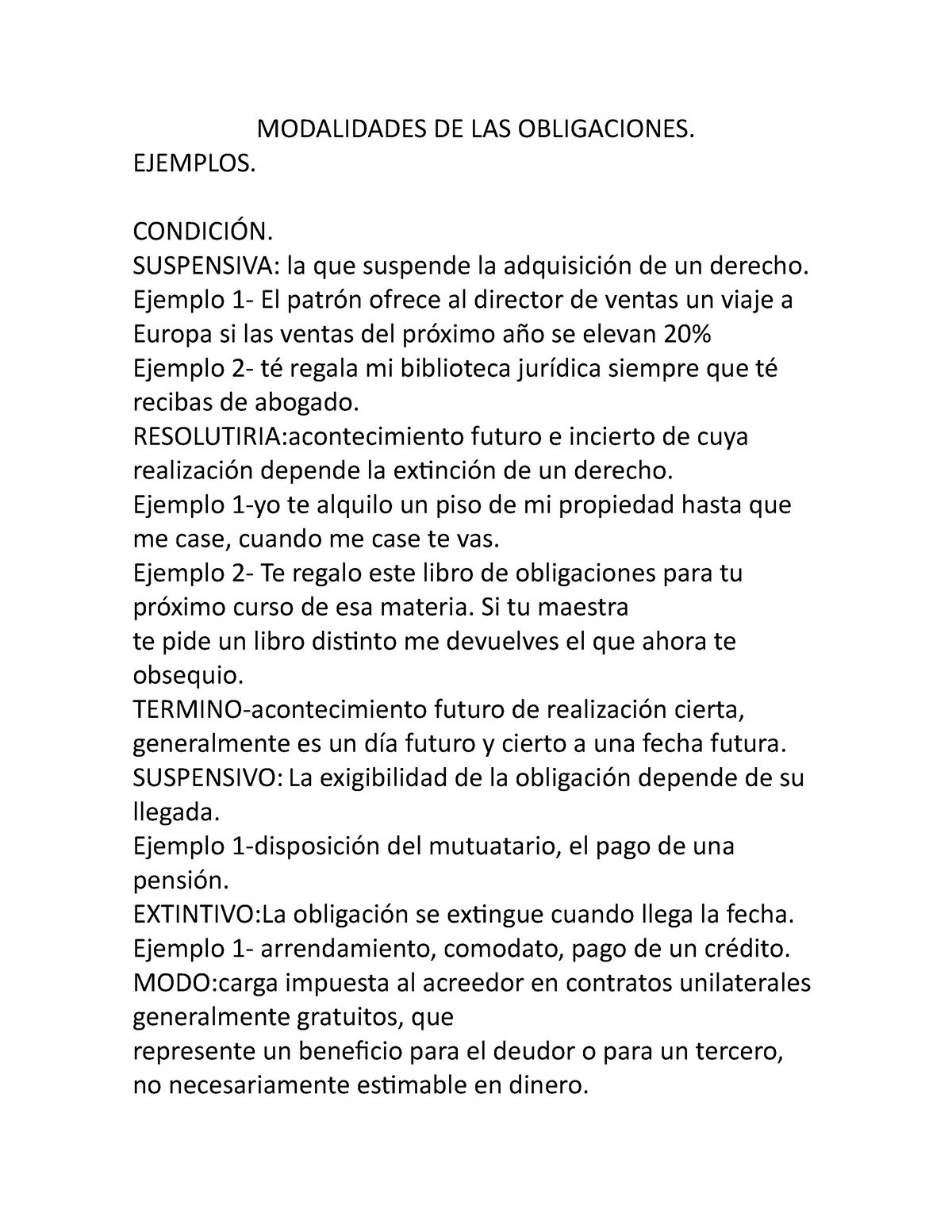 Modalidades De Las Obligaciones Modalidades De Las Obligaciones Ejemplos CondiciÓn 7992