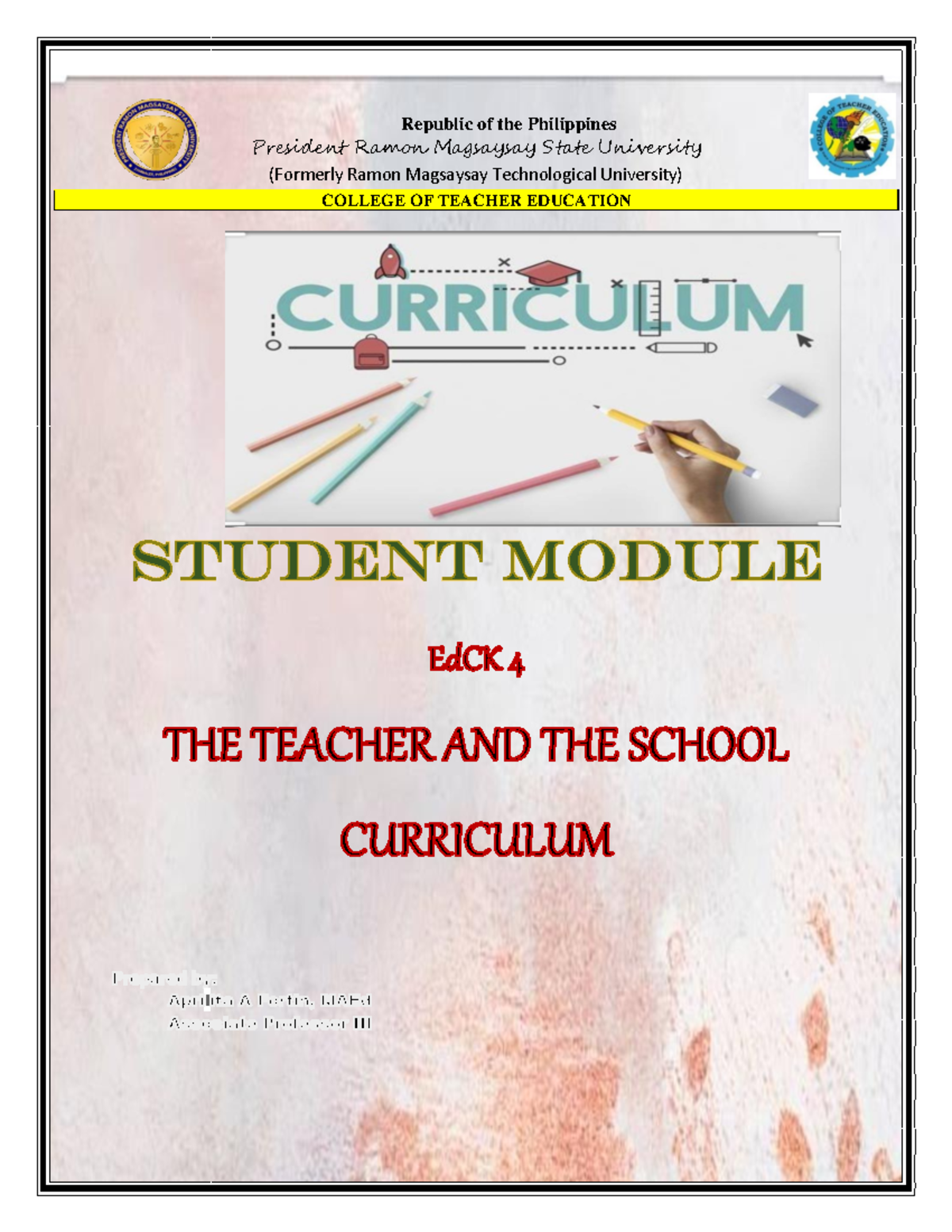 EDCK4 The Teacher and The School Curriculum - Republic of the ...