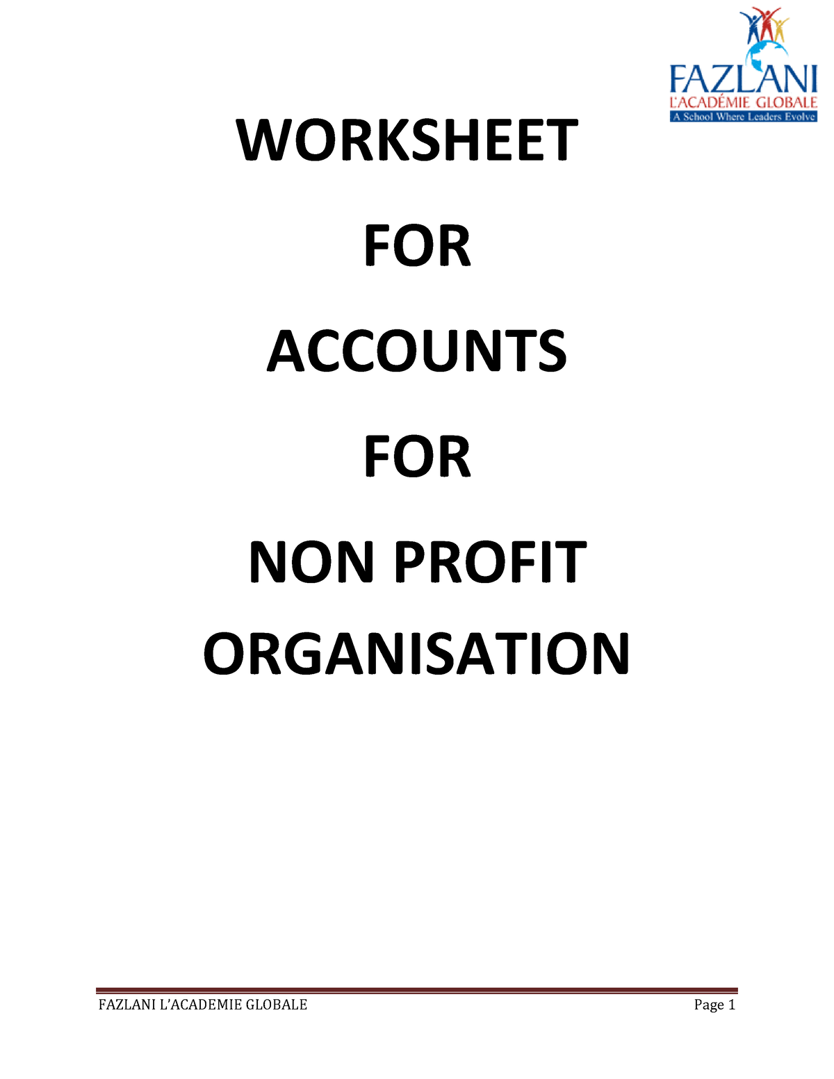 Worksheet For Non Profit Organisation - Financial Accounting ...