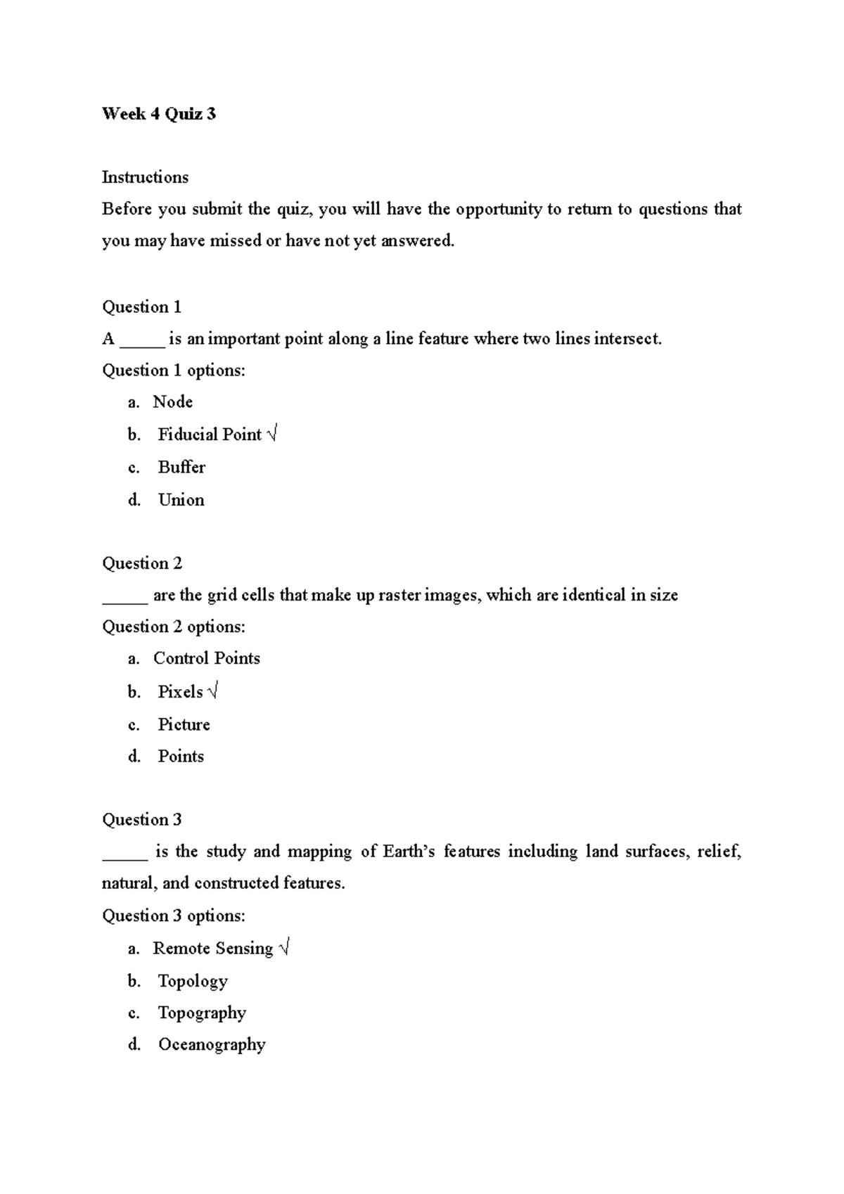 Week Quiz Concepts Of Gis And Remote Sensing In Environmental