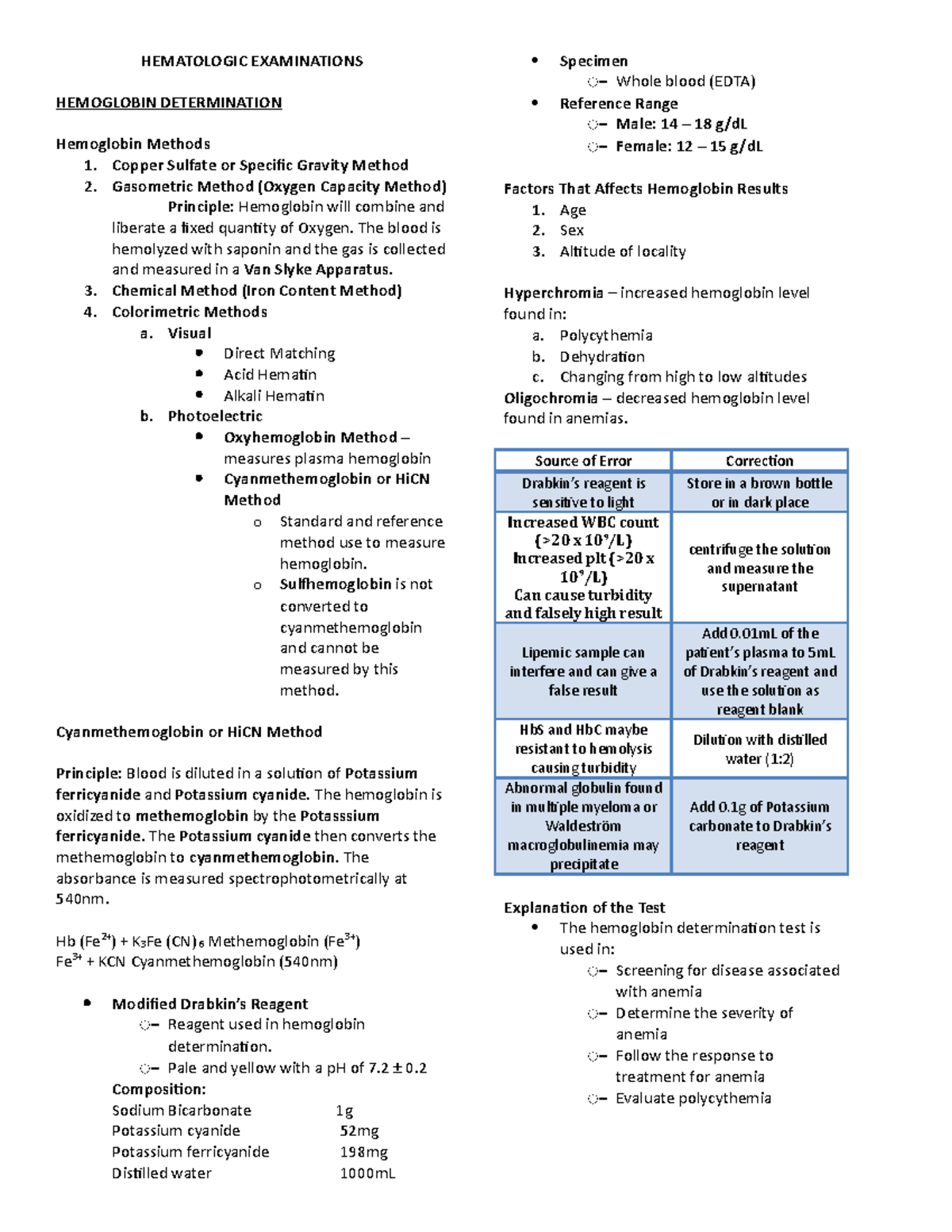 Hematologic- Examinations-1 - HEMATOLOGIC EXAMINATIONS HEMOGLOBIN ...