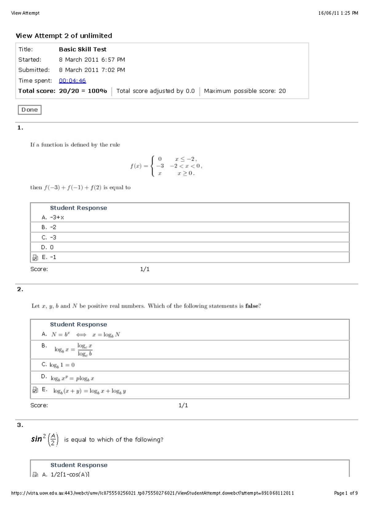 Practical basic skill test View Attempt 2 of unlimited Title Basic