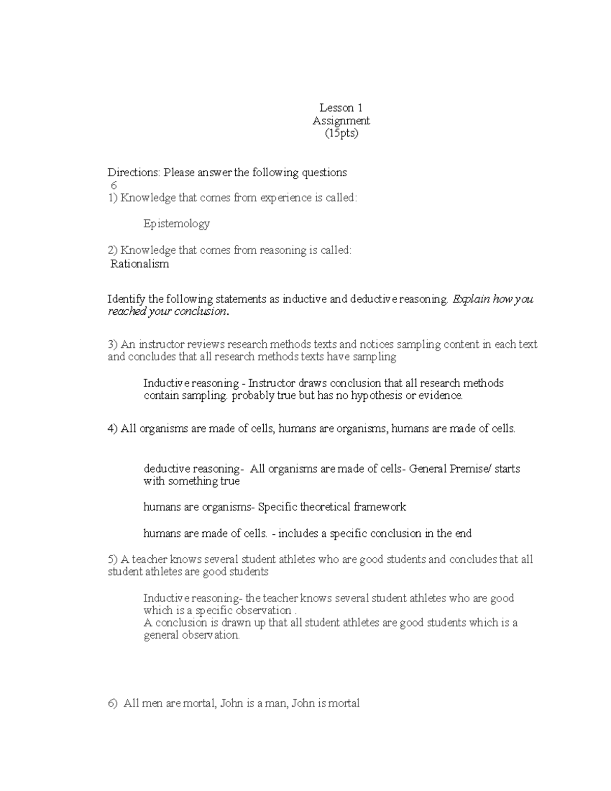 Lesson 1 Assinment - assignment - Lesson 1 Assignment (15pts ...