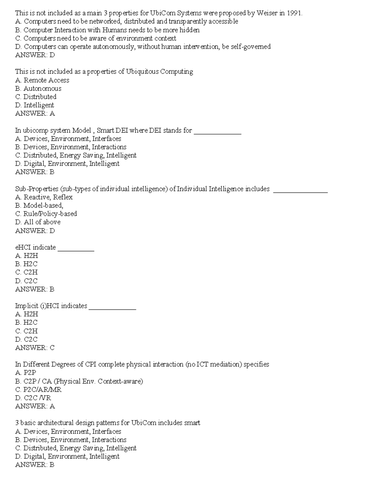 Ubiquotus computing (BE COMP) - This is not included as a main 3 ...