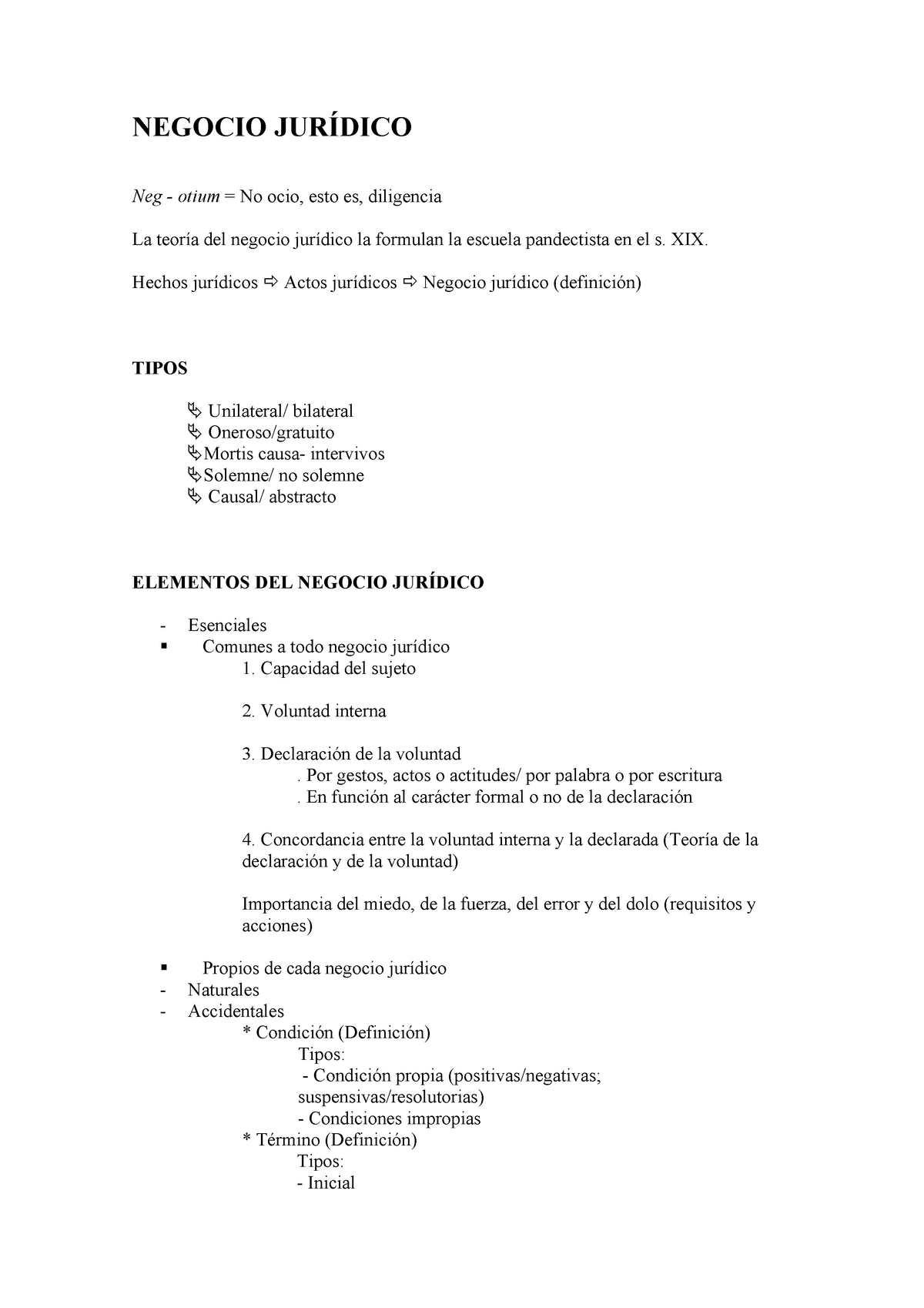 Negocio JurÍdico - Apuntes 5 - NEGOCIO JURÍDICO Neg - Otium = No Ocio ...