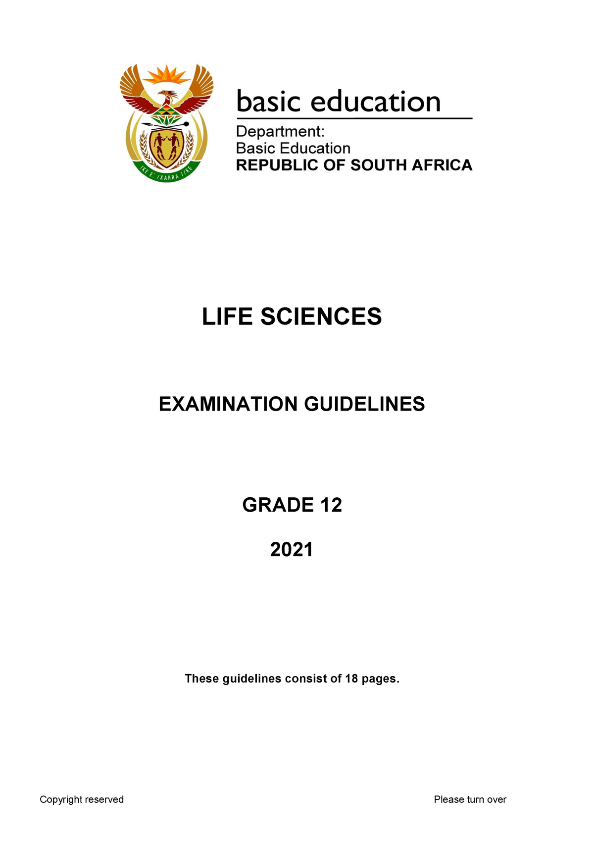 Life Sciences GR 12 Exam Guidelines 2021 Eng - 11745 - SUN - Studocu