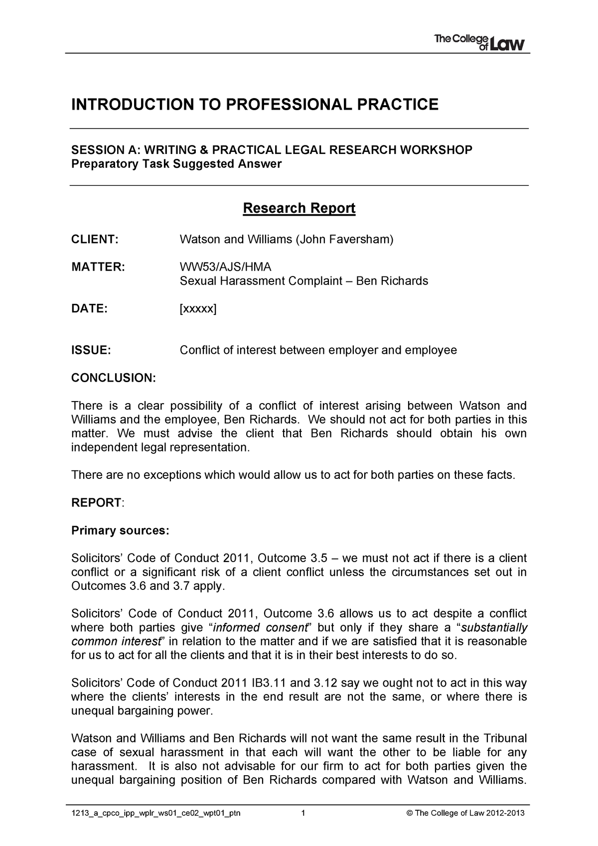 legal research report