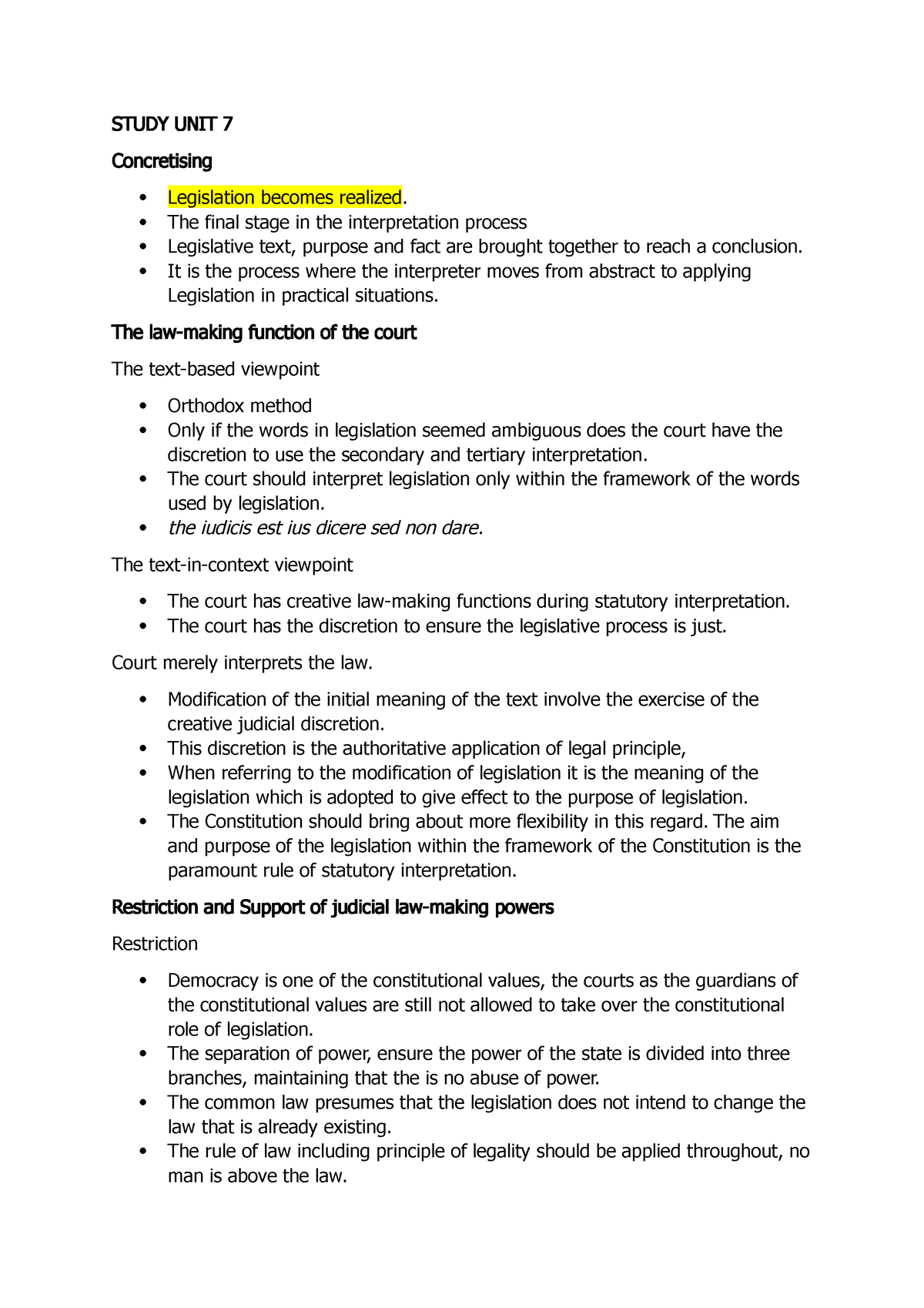 Study UNIT 7 - The Notes Are Brief However Effective. - IURI 213 - NWU ...