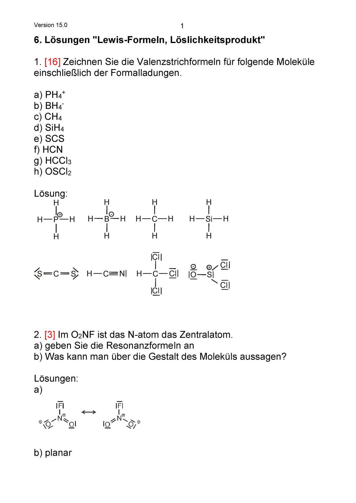 Seminaraufgaben Ubungen Zur Vorlesung Anorganische Experimentalchemie Ac1 Im Ws Mit Losungen L6 Formeln Loeslichkeit Studocu