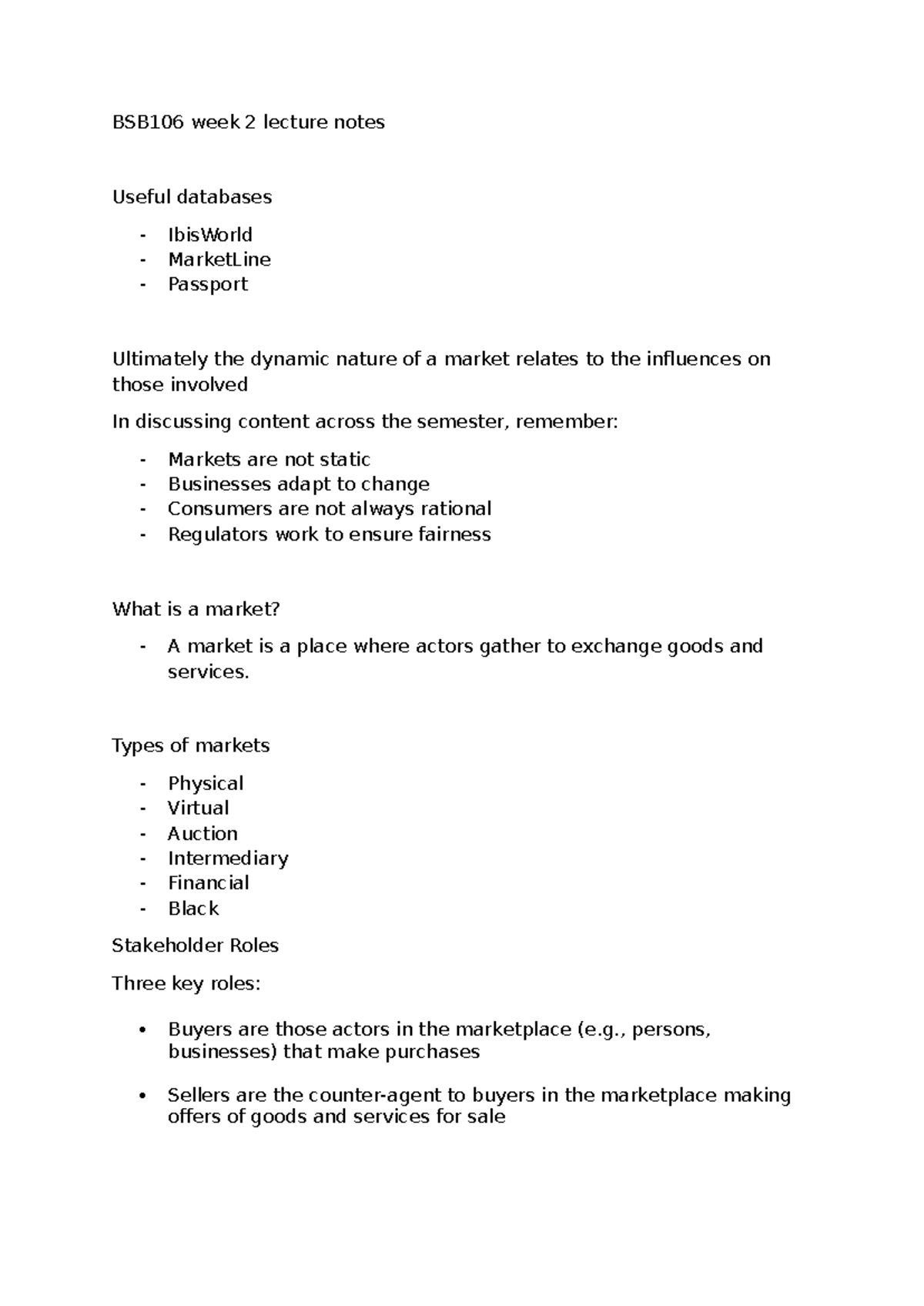 BSB106 week 2 lecture notes - BSB106 week 2 lecture notes Useful ...