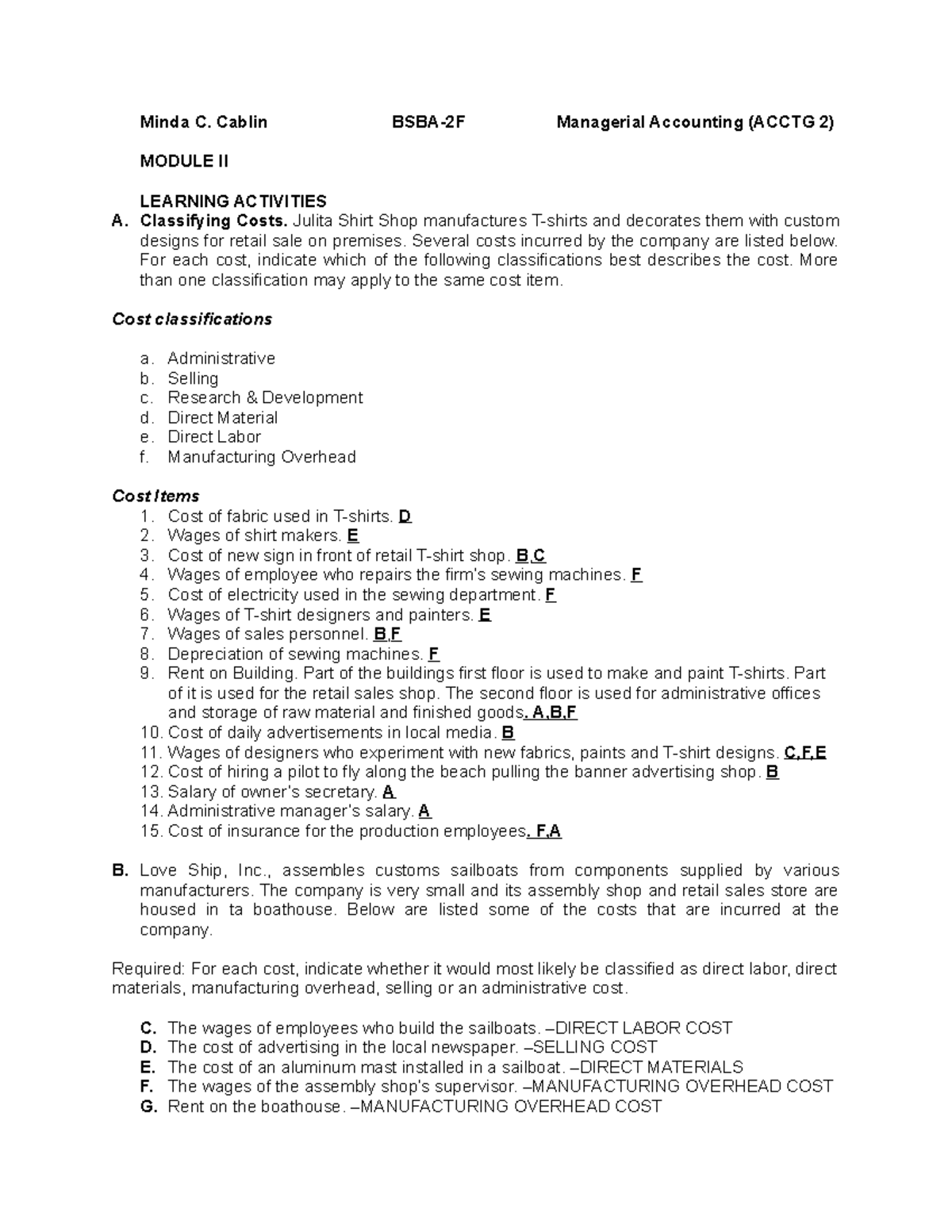 ACC-2 Module 2 Cablin,Minda - Minda C. Cablin BSBA-2F Managerial ...