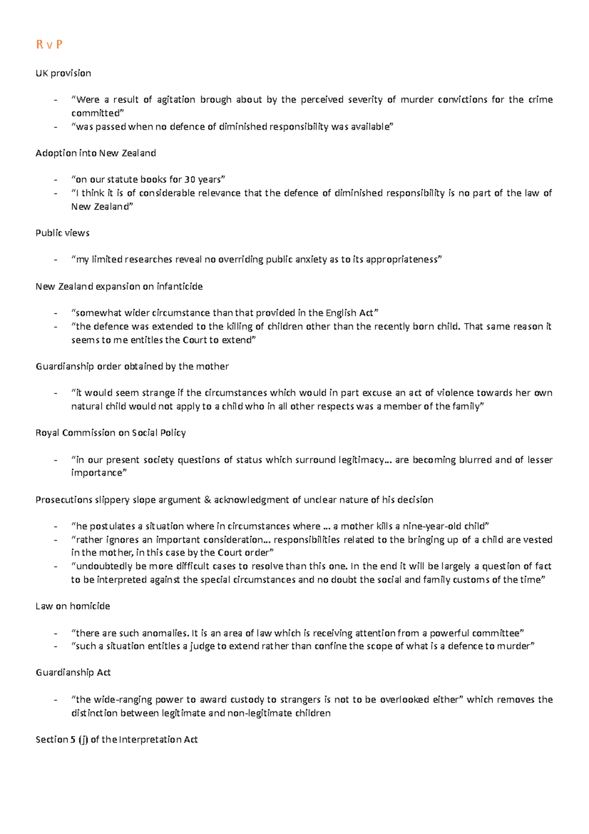 Legislation notes - R v P UK provision - “Were a result of agitation ...