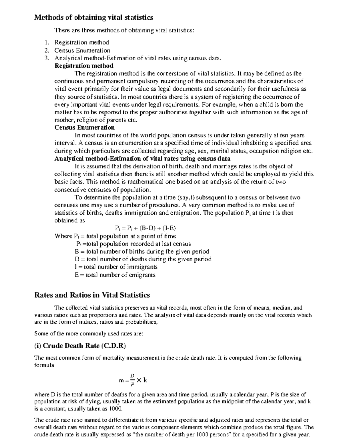 vital statistics assignment