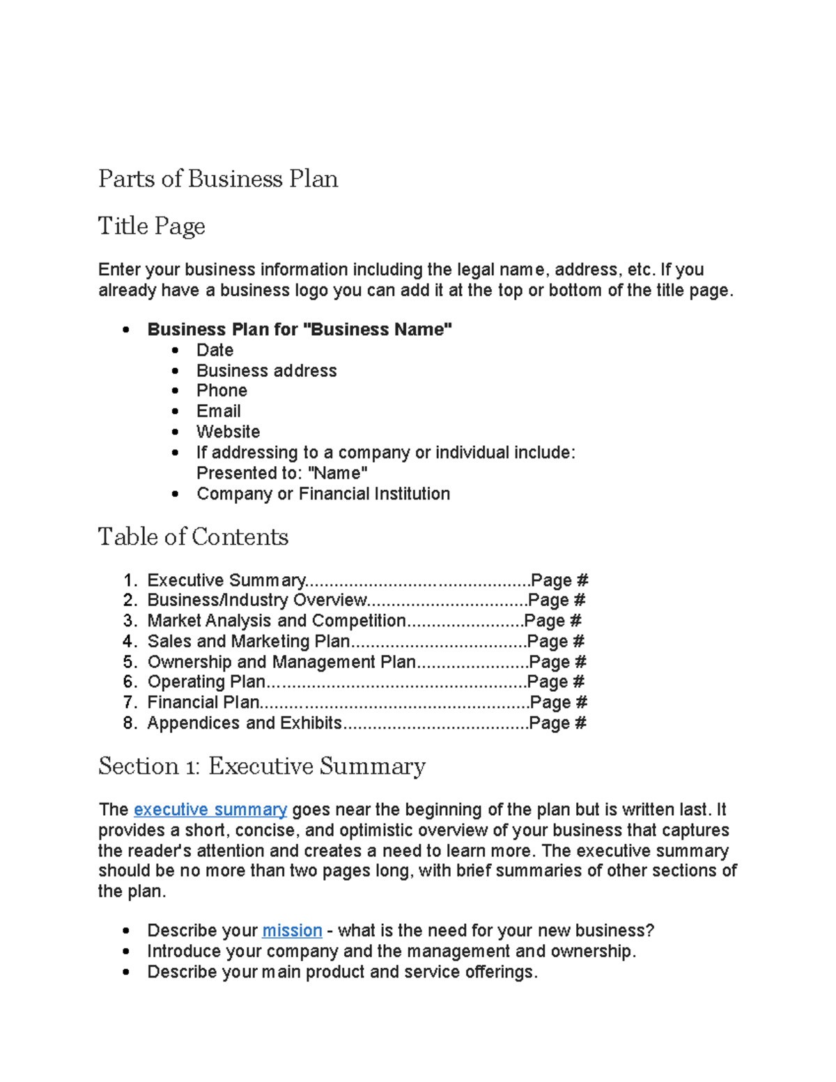 parts-of-business-plan-parts-of-business-plan-title-page-enter-your