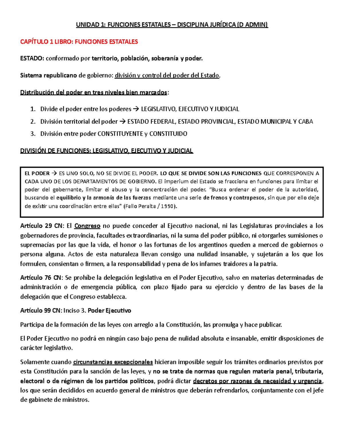 Unidad 1 Derecho Administrativo Unidad 1 Funciones Estatales Disciplina JurÍdica D Admin 8189