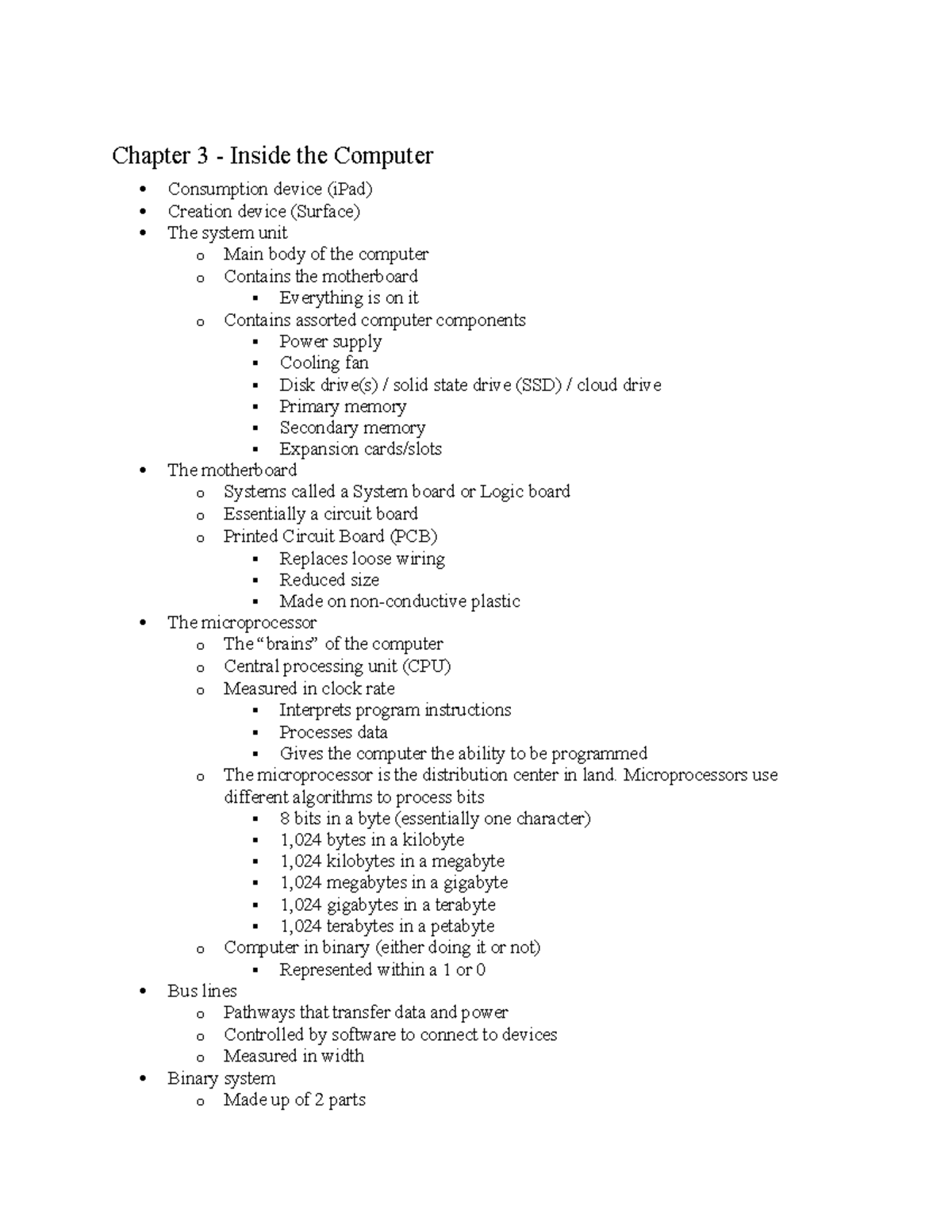 Chapter 3 - Lecture notes 3 - Chapter 3 - Inside the Computer ...