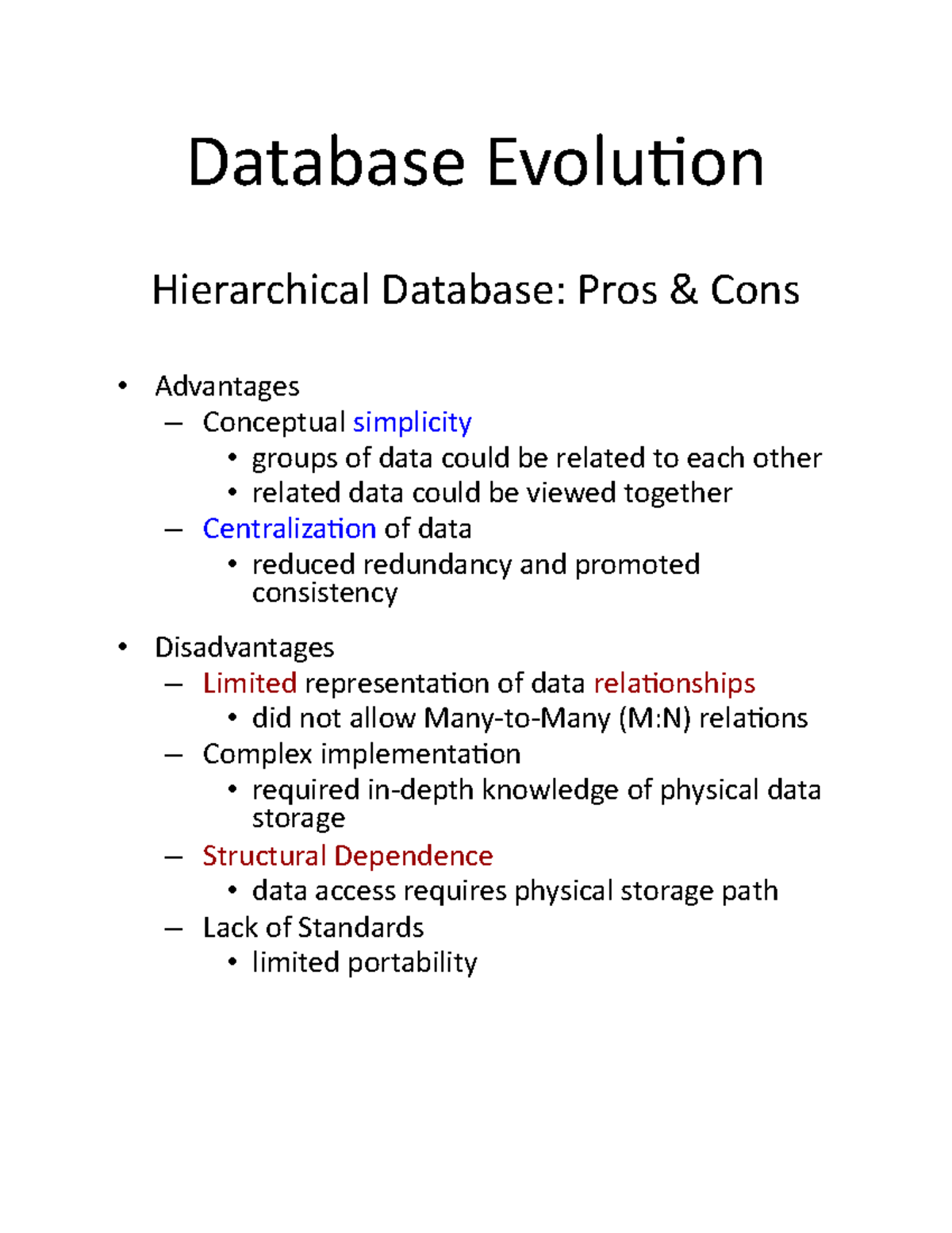 Evolution of Data Models - Database Evolution Hierarchical Database ...